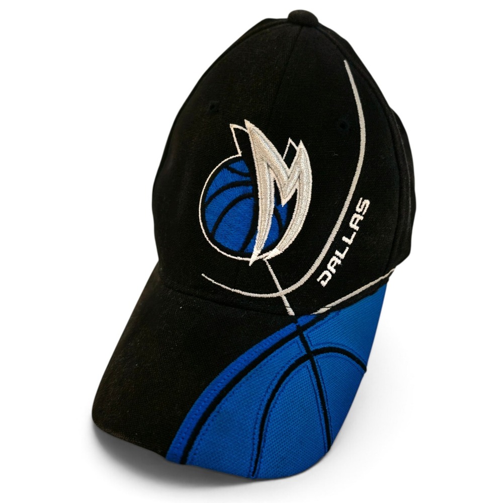 Reebok Dallas Mavericks Hat Men's Black Blue NBA Basketball Adjustable